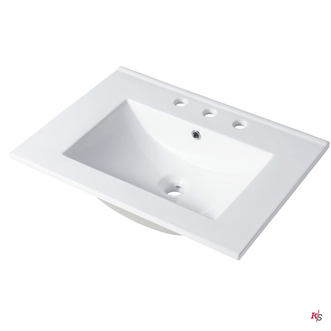 Ceramic Basin 24&Quot; X 18&Quot; Top-Mount Rectangular