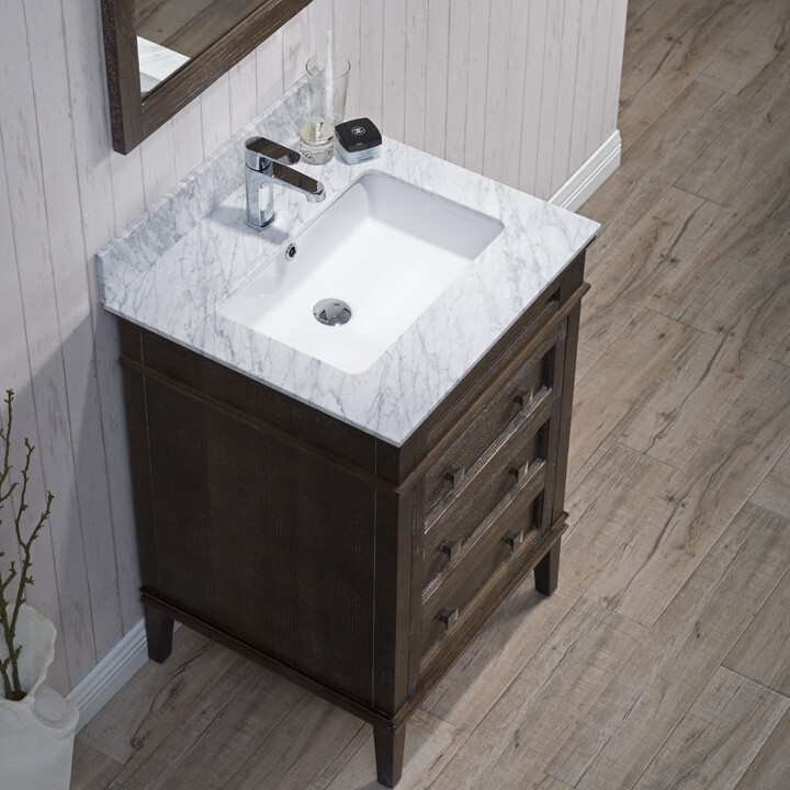 24&Quot; Countertop - White Carrara Marble