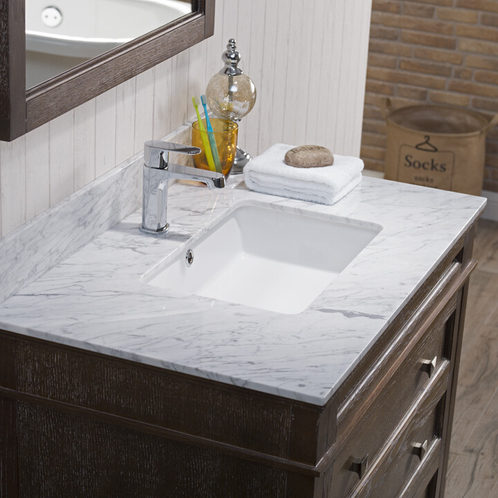 36&Quot; Countertop - White Carrara Marble