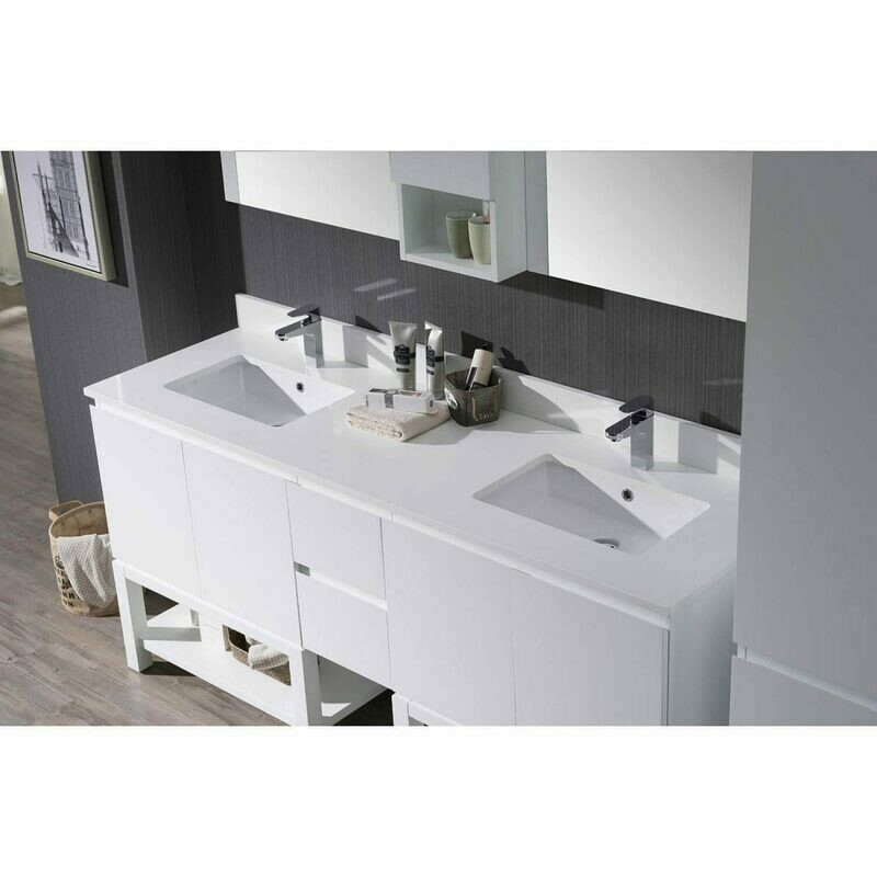 72.5 72.5&Quot; Countertop (Double Basin) - White Quartz