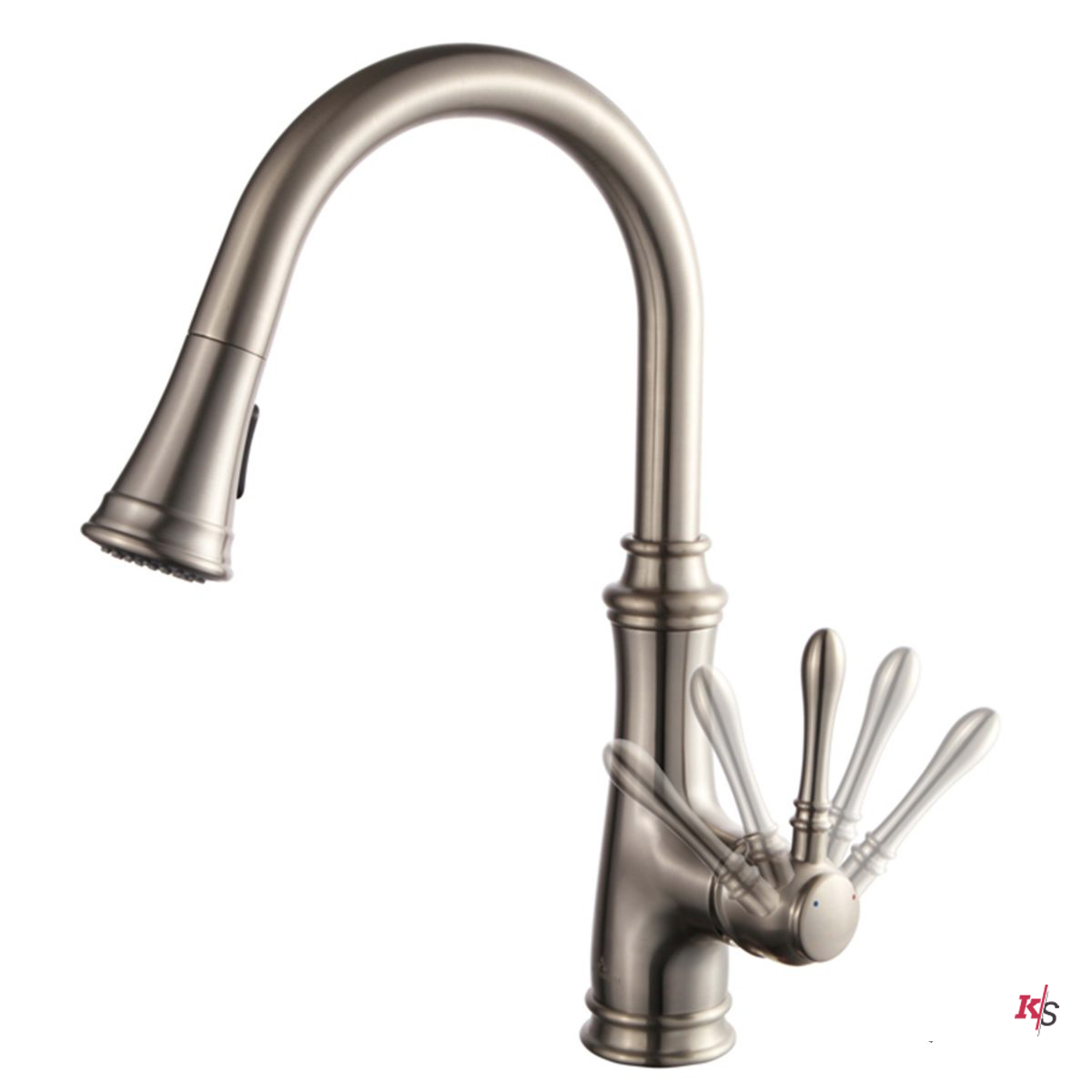 Single Handle Pull Down Kitchen Faucet – Brush Nickel KS-F01-204-02