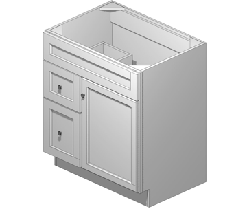 30 Inch Alaska White Shaker Vanity (Door Left) 30 Inch Alaska White Shaker Vanity (Door Left)