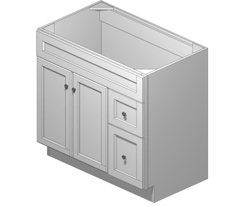 36 Inch Alaska White Shaker Vanity (Door Right) 36 Inch Alaska White Shaker Vanity (Door Right)