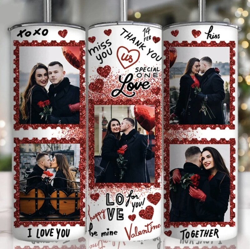 RED VALENTINES DAY PHOTO TUMBLER