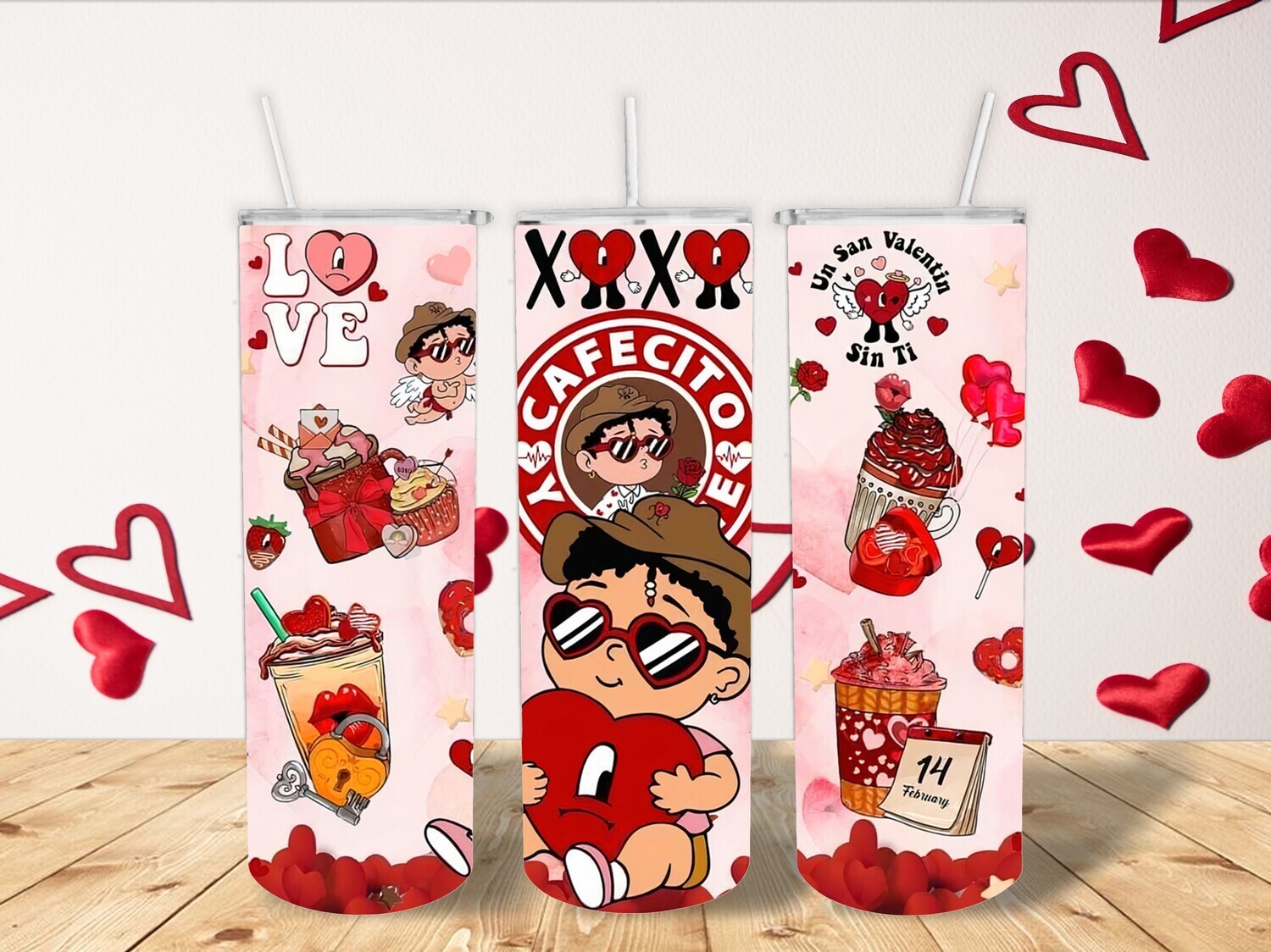 BAD BUNNY VALENTINES DAY TUMBLER