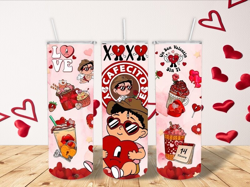 BAD BUNNY VALENTINES DAY TUMBLER