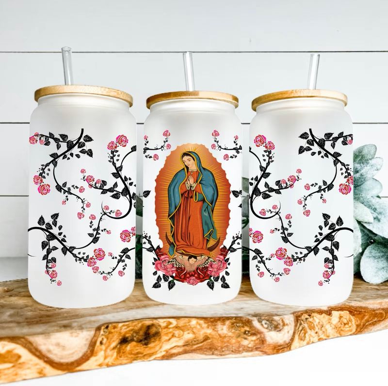 VIRGENCITA WITH PINK ROSES