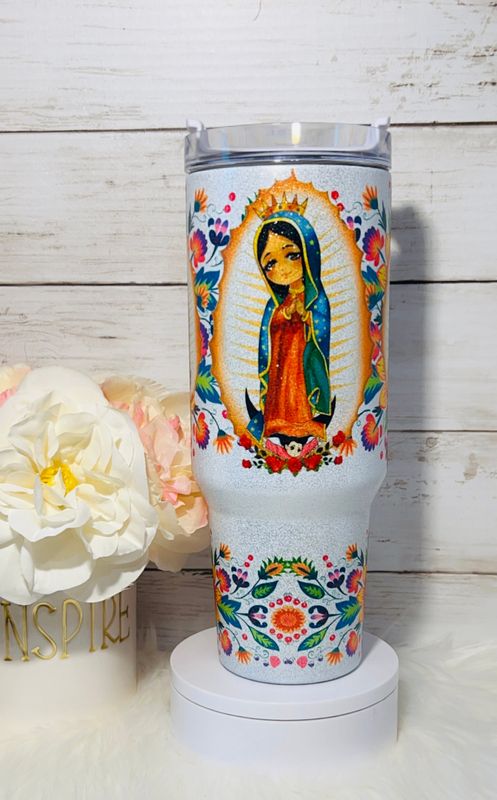 GUADALUPANA 40oz  GLITTER TUMBLER