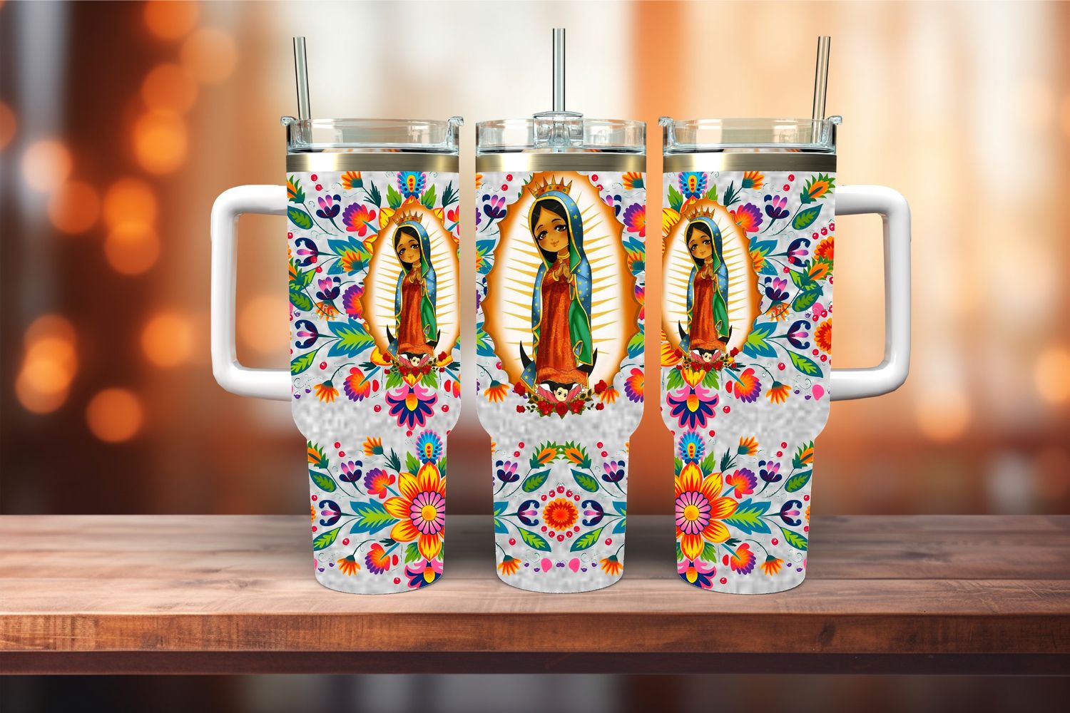 GUADALUPANA 40oz  GLITTER TUMBLER