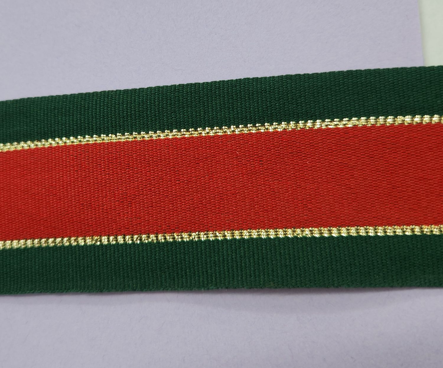 Red/Green/Gold Ribbon 40mm Width, Price per metre