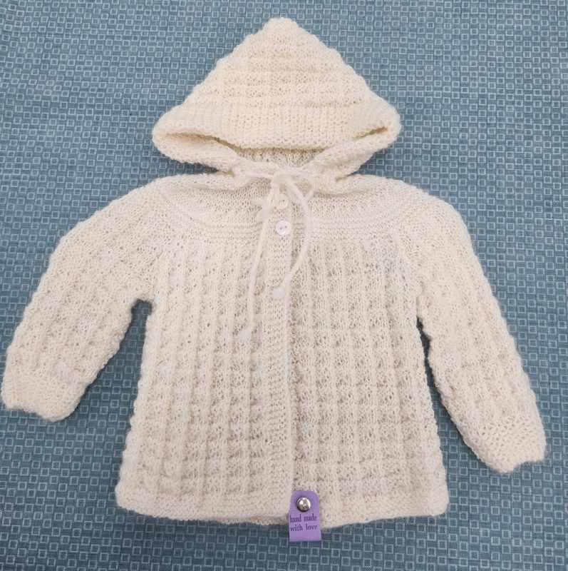 Hoodie - 100% Wool,  Size 0 to 3 months