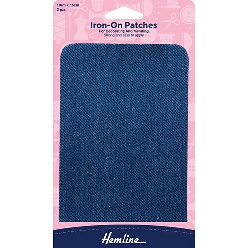 Hemline Iron-on Patches Mid Denim