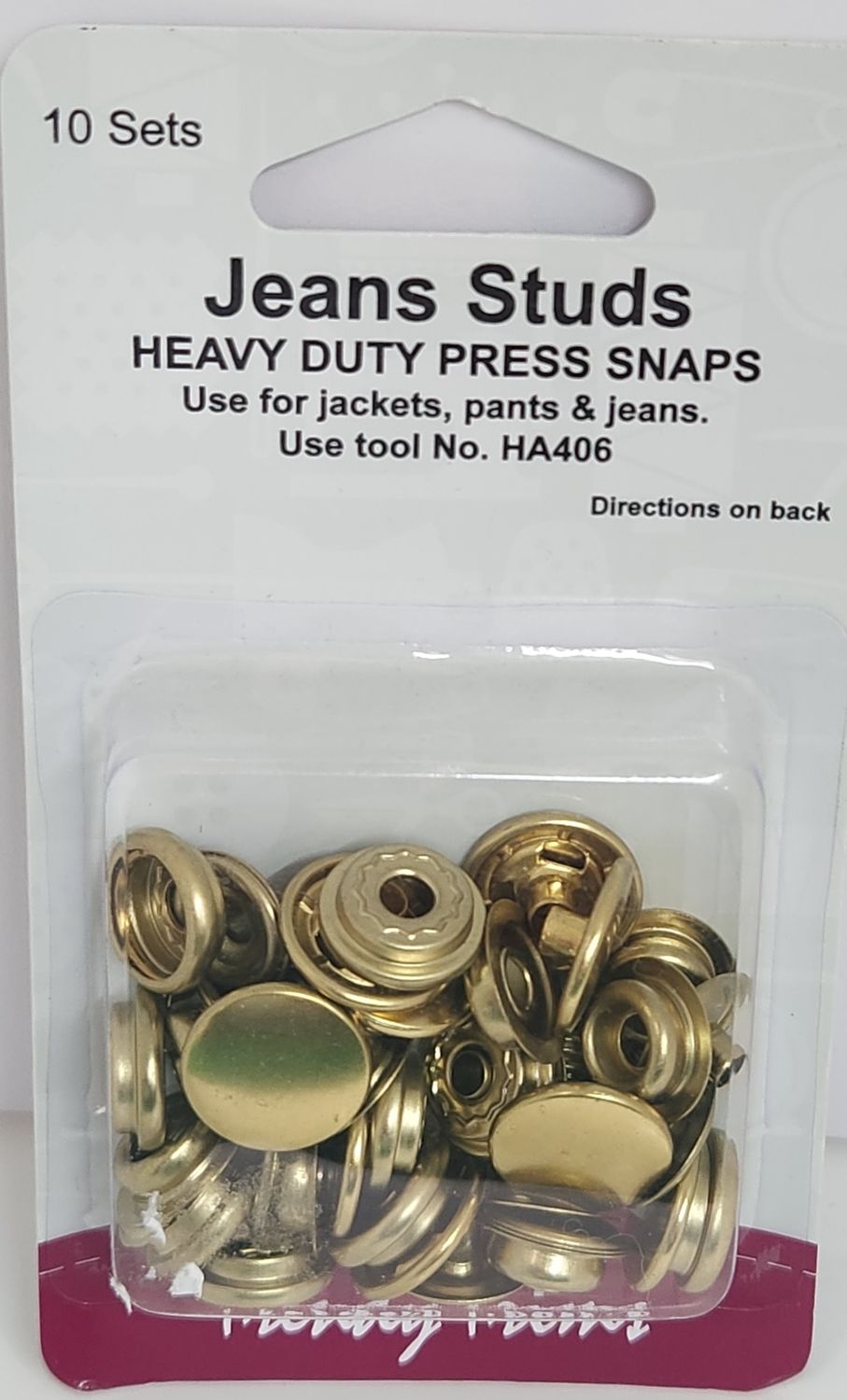 Hemline Jean Stud - Gold 10 Sets