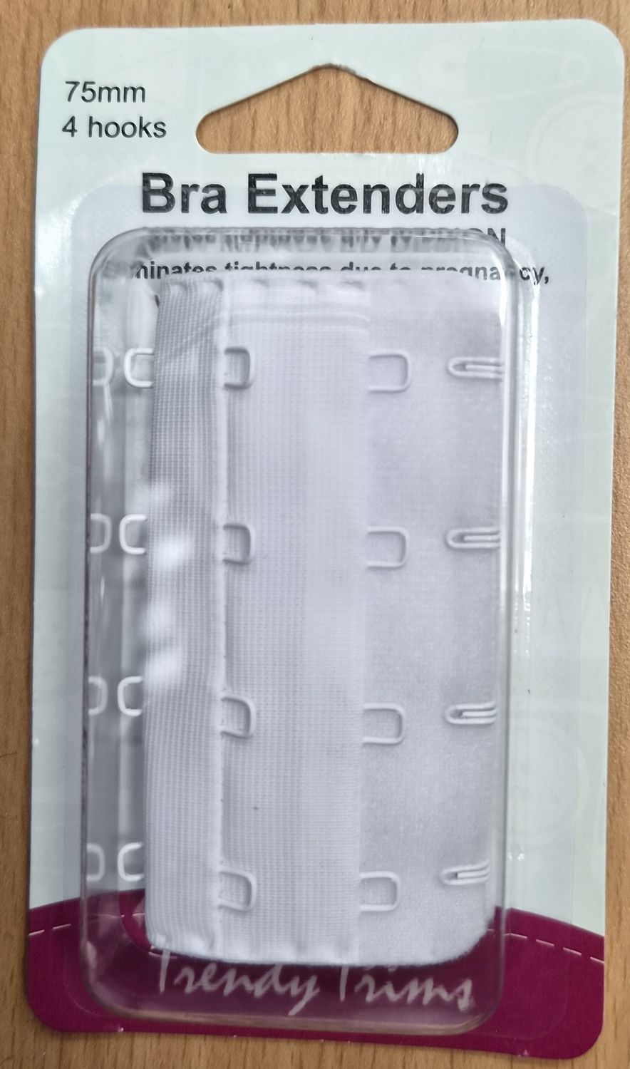 Hemline Bra Extender - 75mm 4 Hooks - White