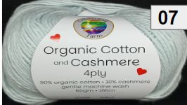 Organic Cotton &amp; Cashmere 4ply 50g Light Blue CC07