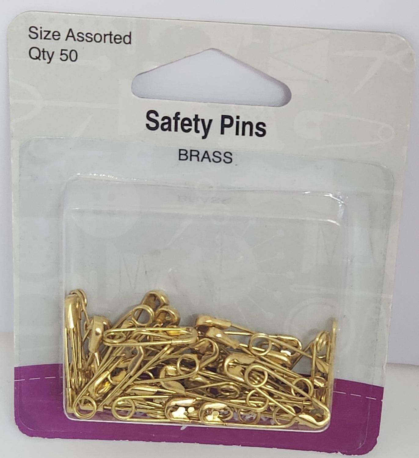 Safety Pins Brass Assorted Sizes Qty 50