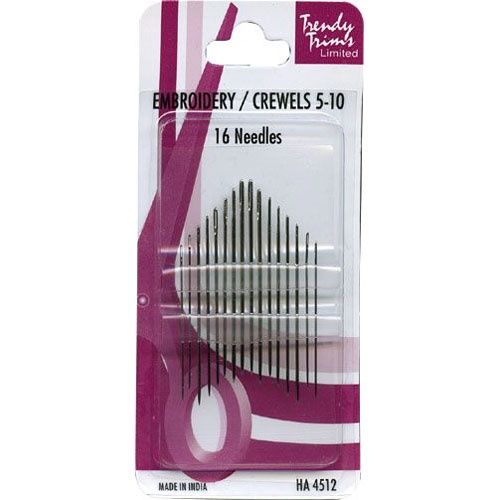 Trendy Trims Needles 16 x size 5/10 Embroidery/Crewels
