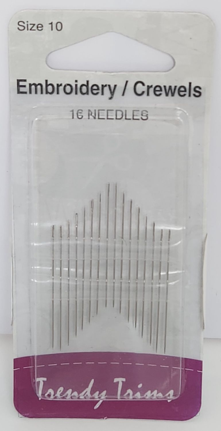 Trendy Trims Needles 16 x size 10 Embroidery/Crewels