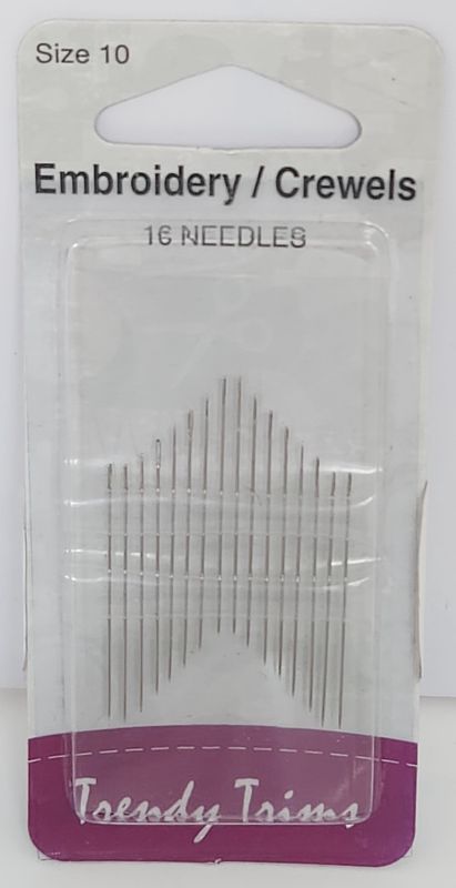 Trendy Trims Needles 16 x size 10 Embroidery/Crewels