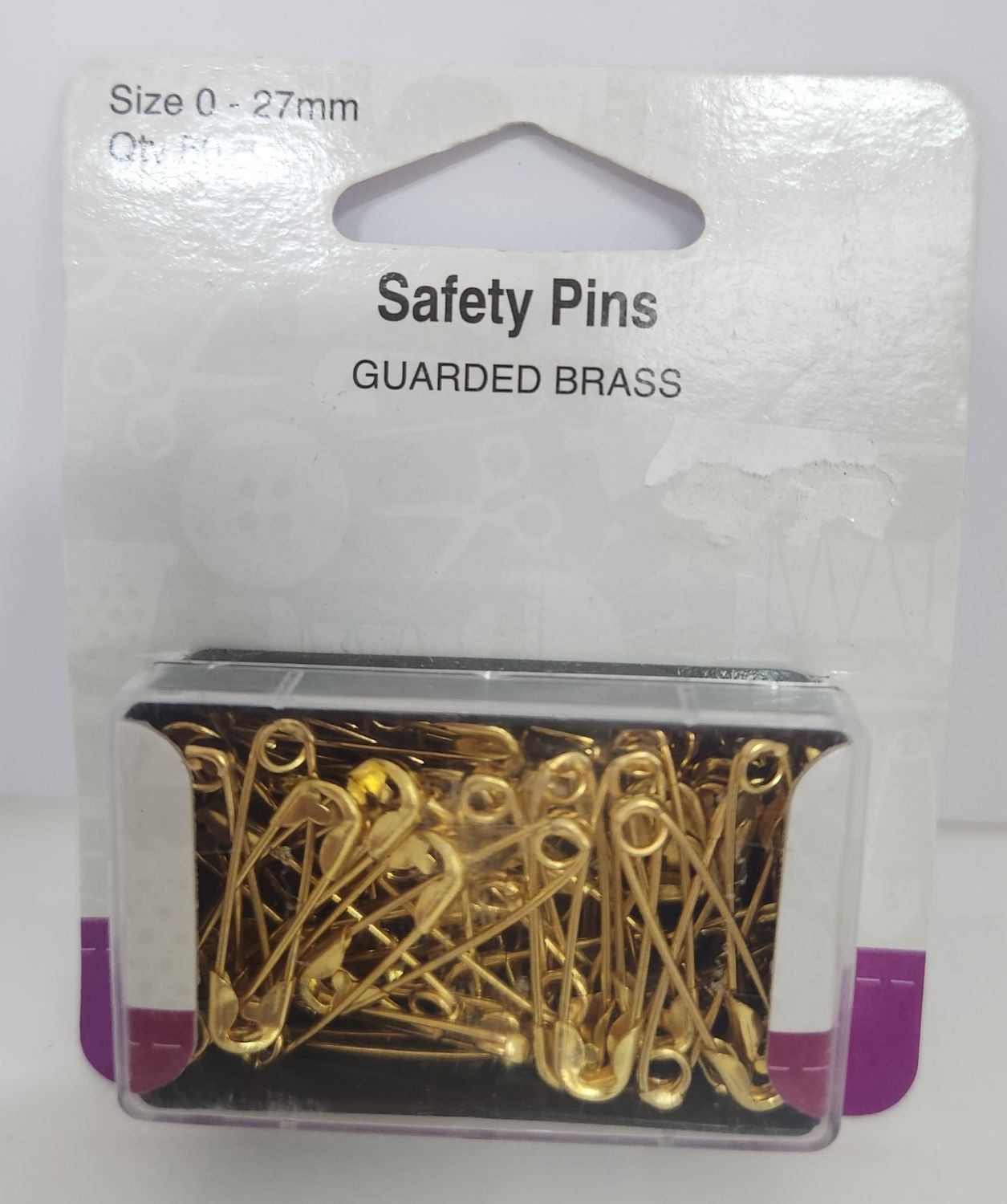 Trendy Trims Safety Pins Guarded Brass Size 0 27mm Qty 50