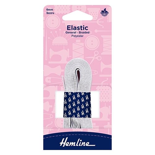 Hemline Braided Elastic 6mm width x 5m Total