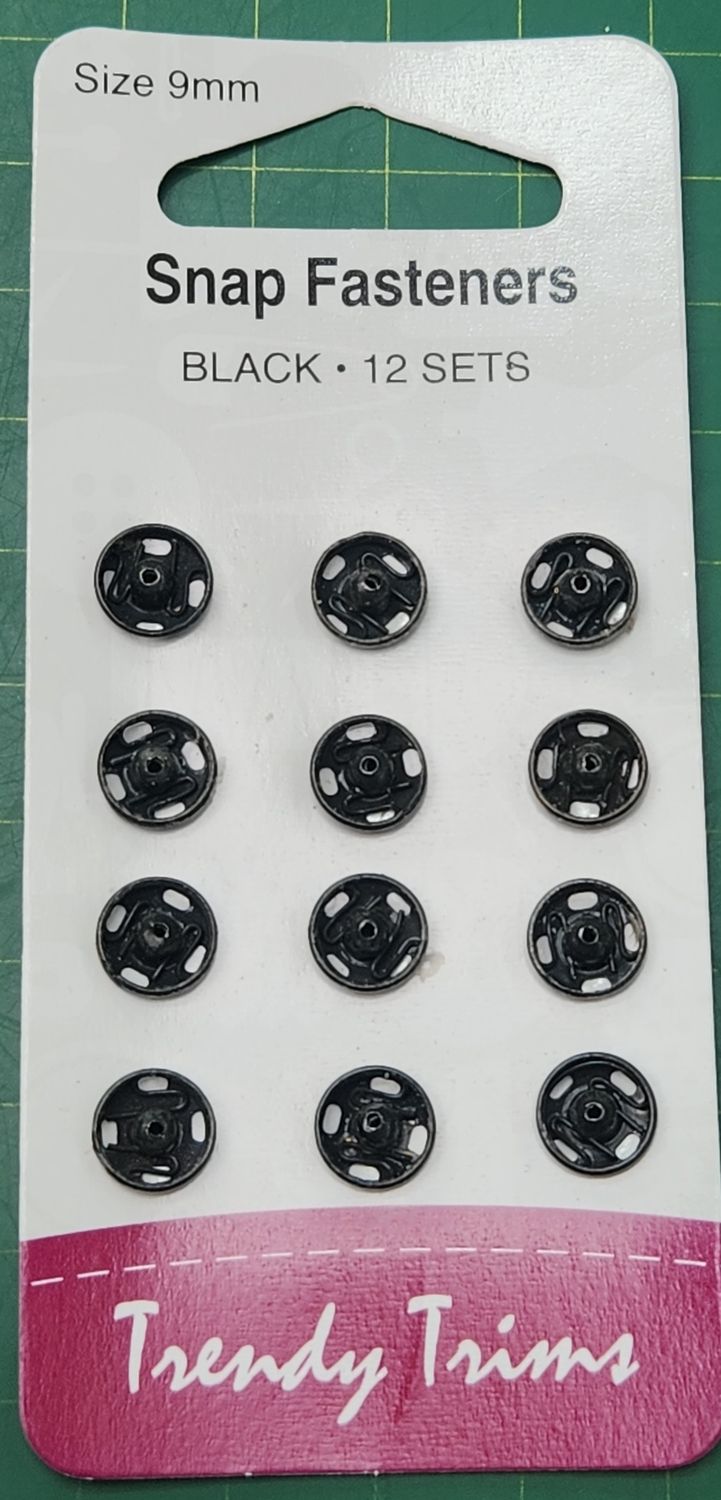 Snap Fastener 12 x 9mm Black