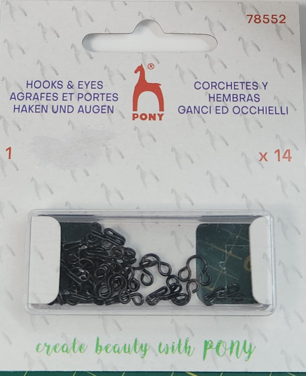 Pony Hooks and Eyes Black Size 1