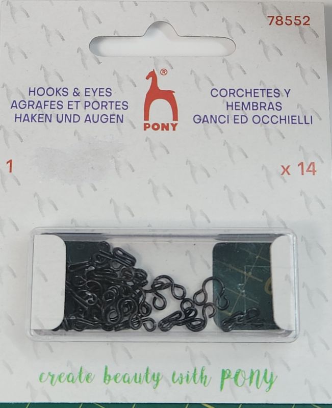 Pony Hooks and Eyes Black Size 1