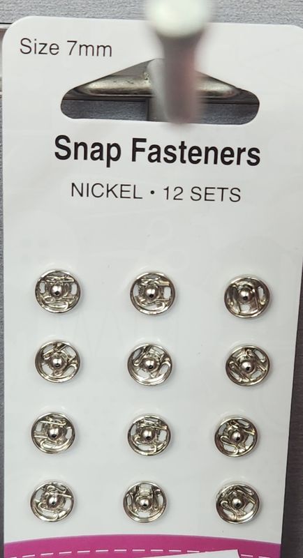 Snap Fastener 12 x 7mm Nickel