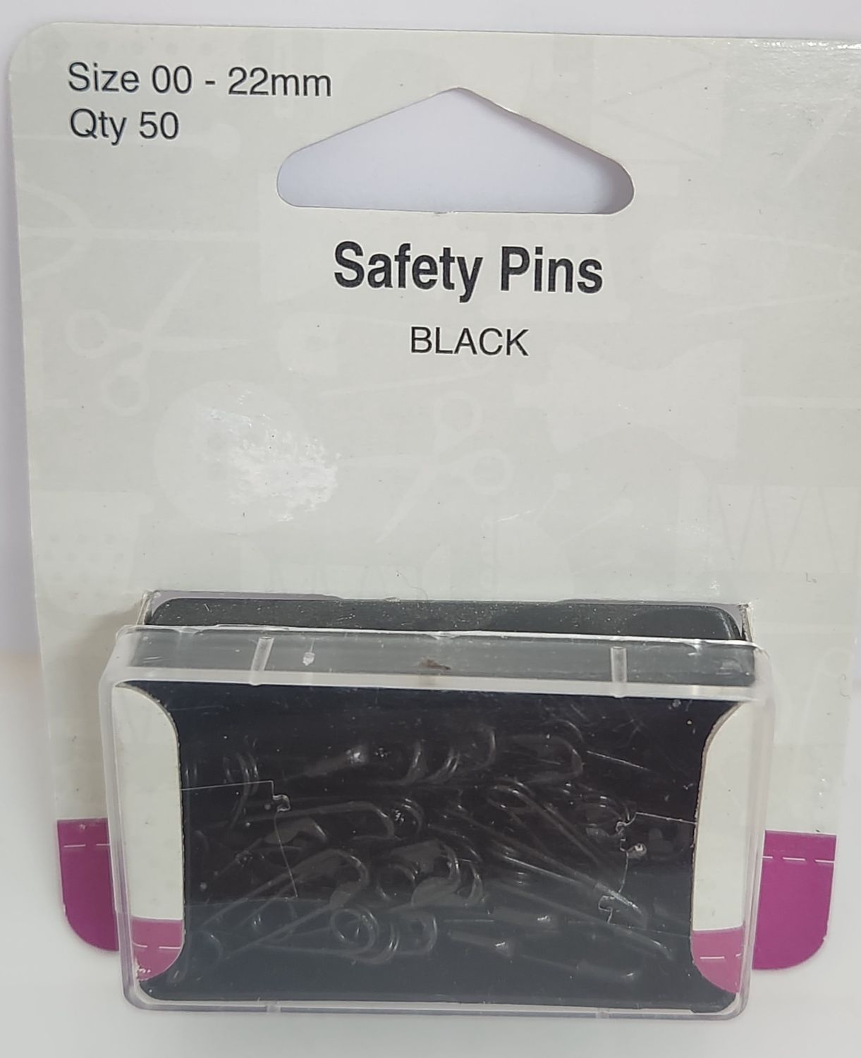 Safety Pins Black Size 00 22mm Qty 50
