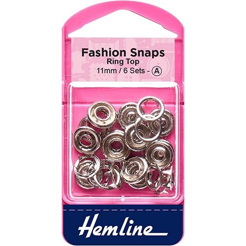 Hemline Fashion Snaps Snap Fasteners Ring Top 11mm 6 Sets - Silver