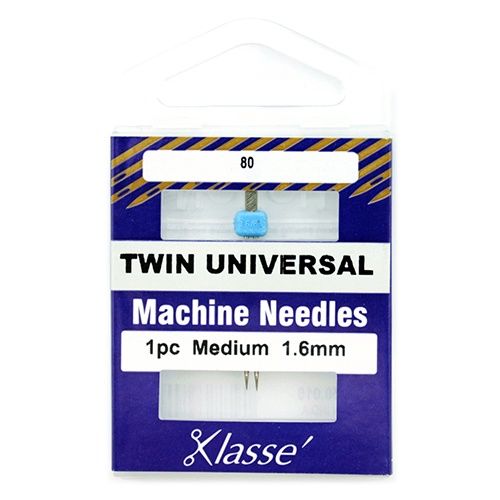 Klasse Sewing Machine Needle Pack - Twin Universal Medium 1.6mm 80