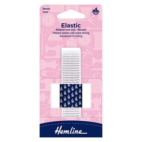 Hemline Non Roll Woven /  Ladder Elastic 20mm Wide x 1m Long - White