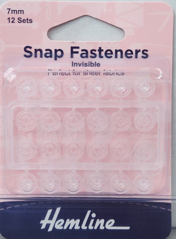 Hemline invisible snap fasteners 7mm