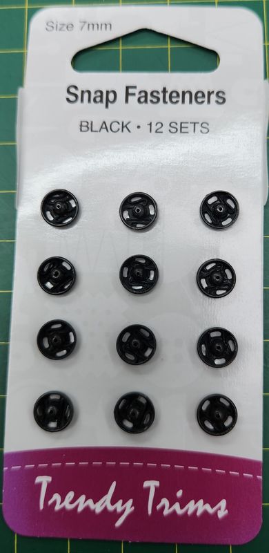 Snap Fastener 12 x 7mm Black