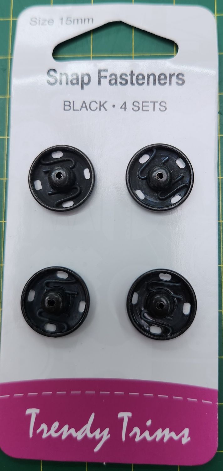 Snap Fastener 4 x 15mm Black