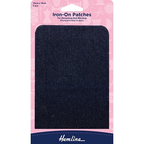 Hemline Iron on patches Dark Denim