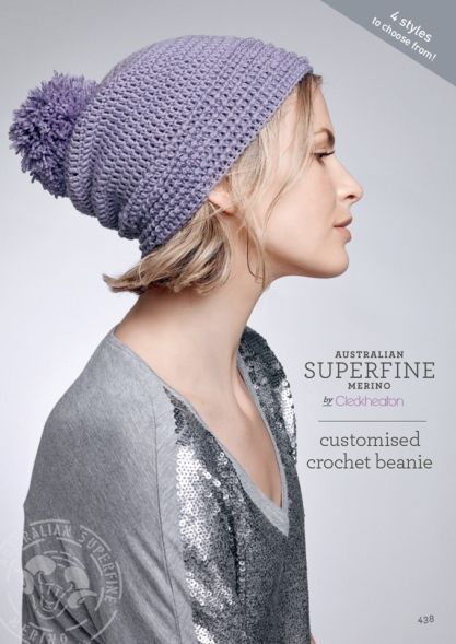 Cleckheaton Crochet Beanie Pattern 438