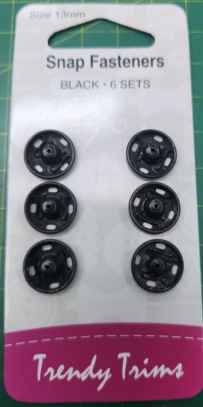 Snap Fastener 6 x 13mm Black