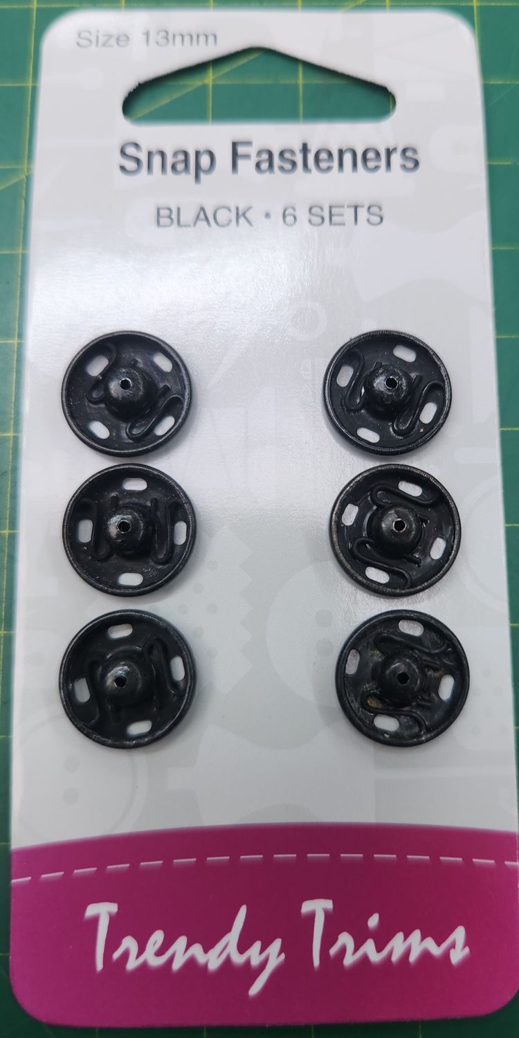 Snap Fastener 6 x 13mm Black