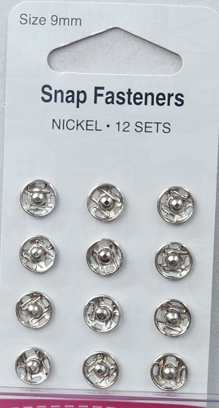 Snaps fasteners 9mm nickel 12 sets