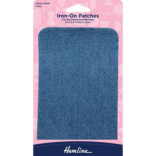 Hemline Iron on Patches Light Denim