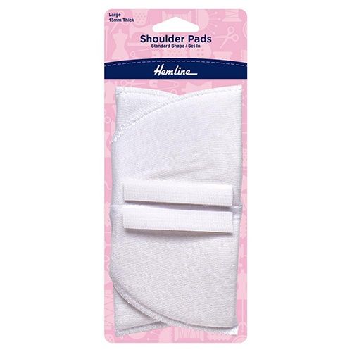 Hemline Shoulder Pad Large Covered Set-In - White