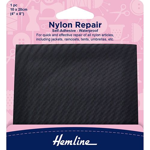 Self-Adhesive Nylon Repair Patch; Size 10 x 20cm - Black