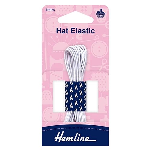 Hemline Hat Elastic White 4 Metres Total