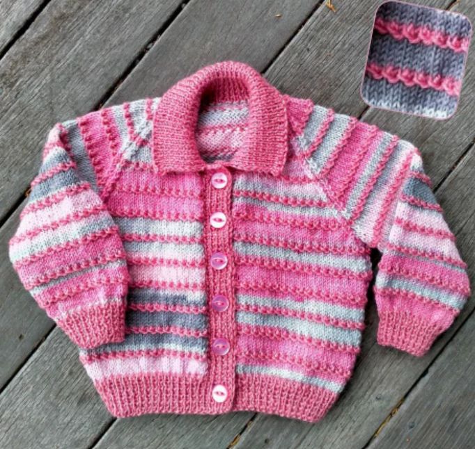 Countrywide Pattern Collared baby Cardigan P357 4ply