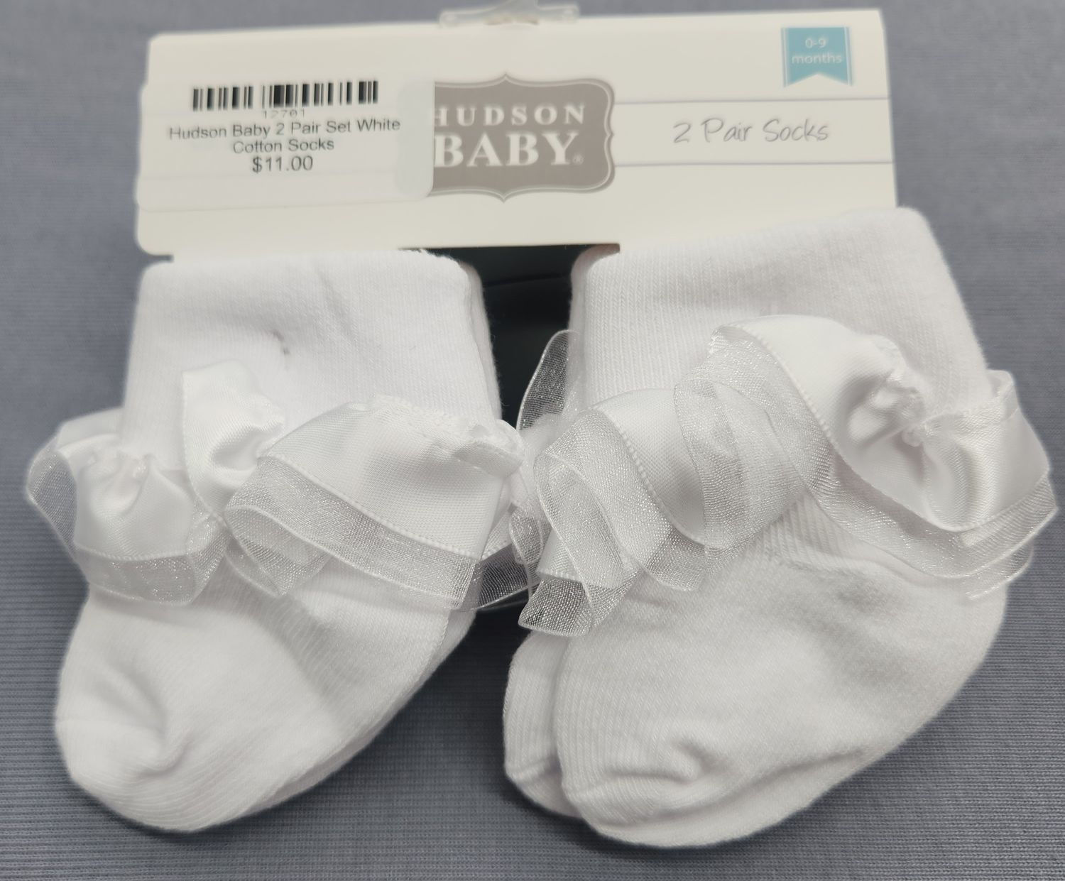 Hudson Baby 2 Pair Set White Cotton Socks