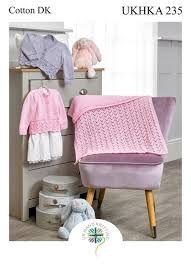 UKHKA Pattern 235 8ply Cotton Cardigans &amp; Blanket Pattern