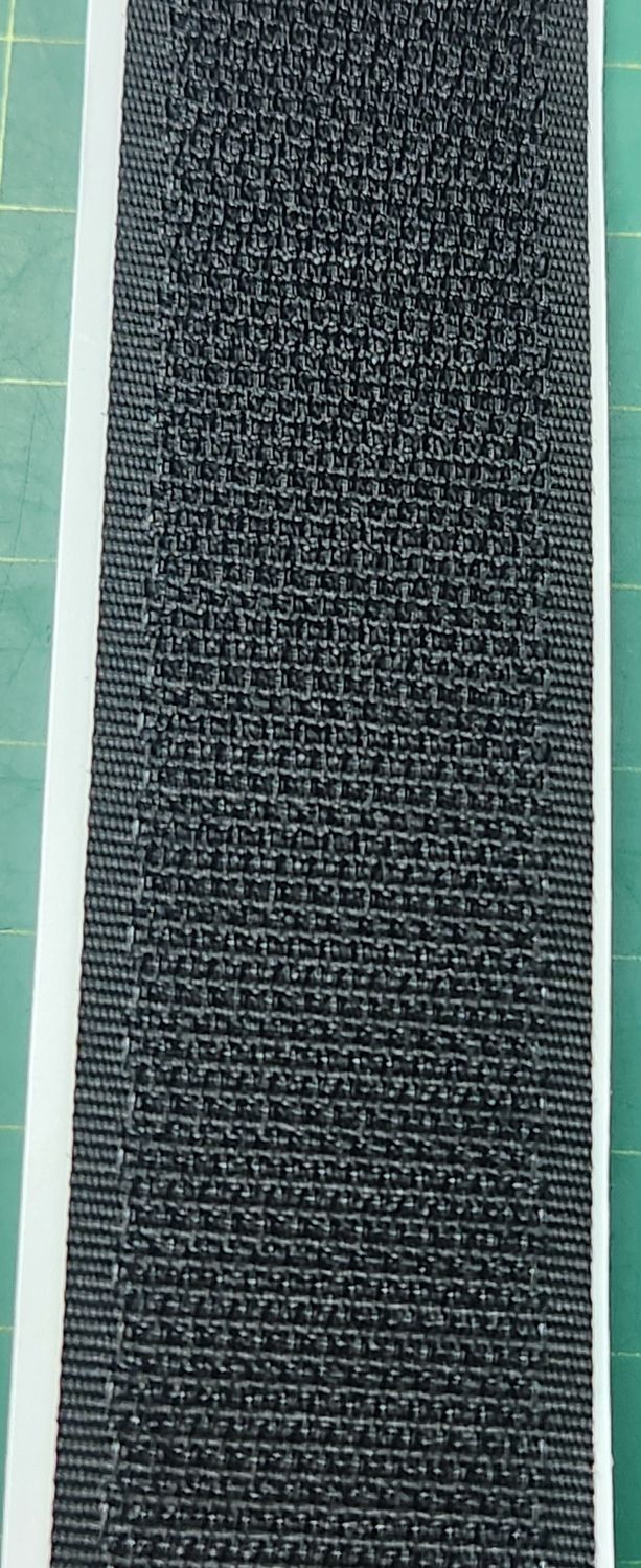Velcro - Black Hook Sticky Back 25mm Wide, Per Metre