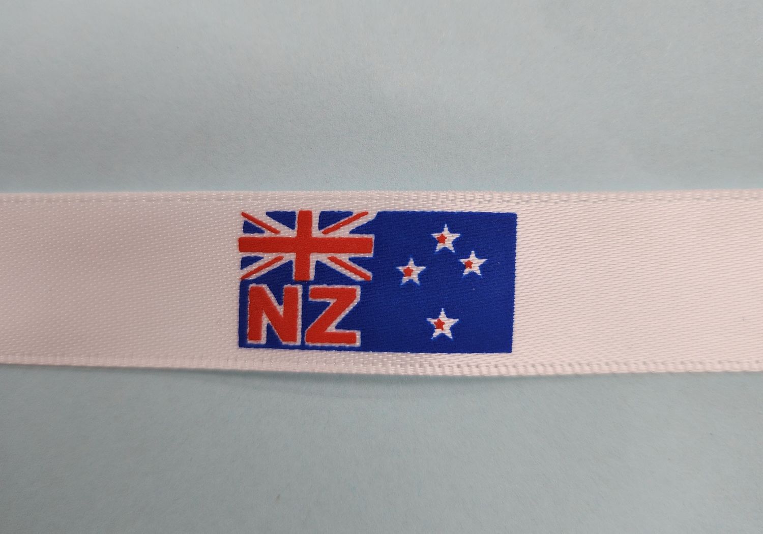 New Zealand Flag on White Ribbon 16mm Width, Price per metre